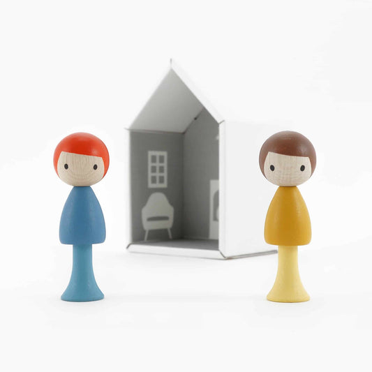 دمية خشبية مغناطيسية اولاد - ماركو و بن