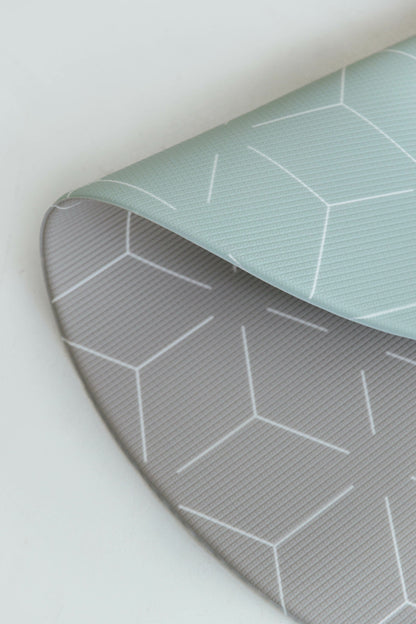 سجادة غرف اطفال مستديرة (رمادي / اخضر)