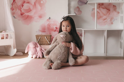 سجادة لعب وردي صغيرة للاطفال (رمادي / وردي)