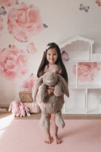 سجادة لعب وردي صغيرة للاطفال (رمادي / وردي)