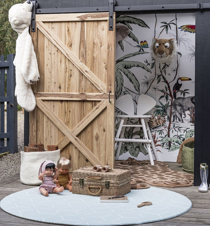 سجادة غرف اطفال مستديرة (رمادي / اخضر)