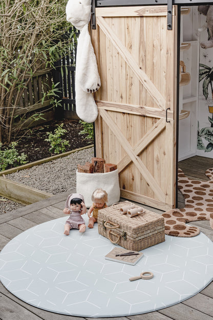 سجادة غرف اطفال مستديرة (رمادي / اخضر)