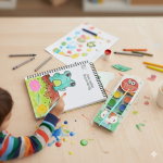 دفتر تلوين صغير مع ألوان مائية بتصميم أصدقاء الطبيعة